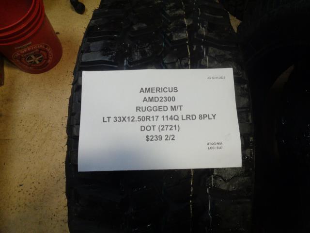 2 AMERICUS RUGGED M/T LT 33 12.5 17 114Q LRD 8PLY TIRES AMD2300 SU7