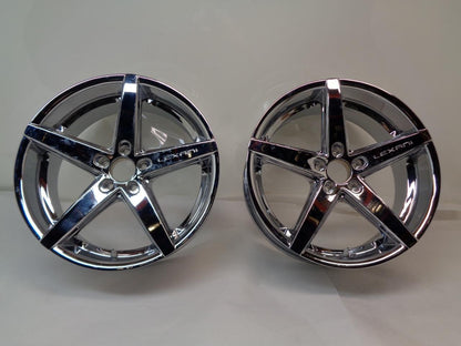 PAIR OF LEXANI R-FOUR FULL CHROME 20x8.5 5x115 ET15 WHEELS WR