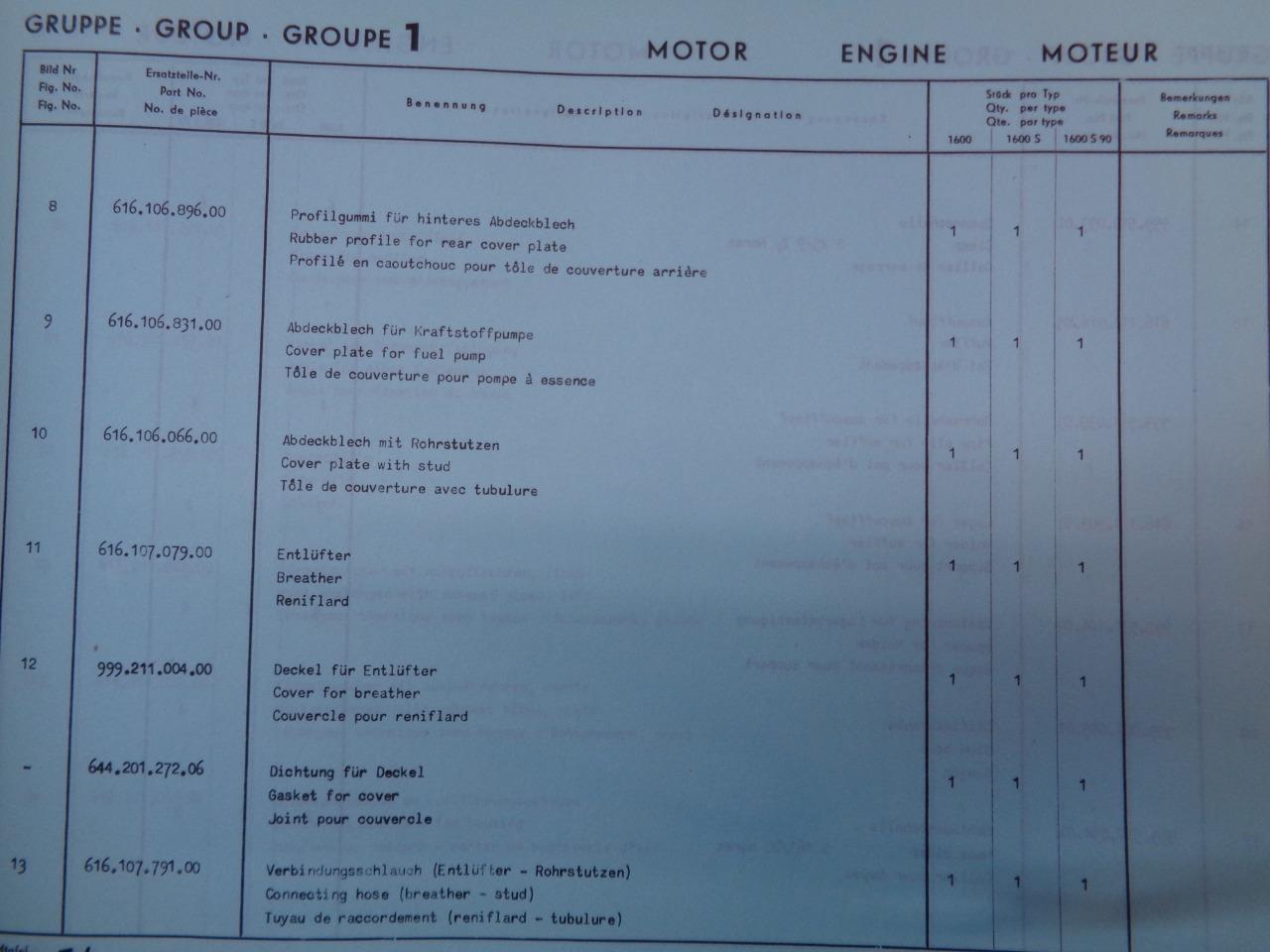PREVIOUSLY OWNED PORSCHE SUPPLEMENT TO CATALOGUE OF SPARE PARTS 356 B R31