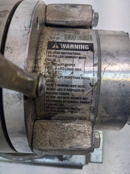 AB CHANCE C308-1170 CAPSTAN HOIST 1000 LB CAPACITY WITH SWIVEL BASE 115V USED H1