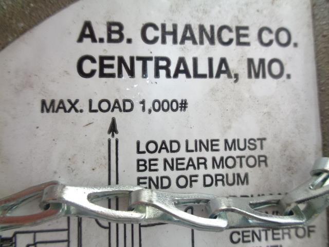 AB CHANCE CAPSTAN HOIST WINCH 1000LBS P308 0892 H2