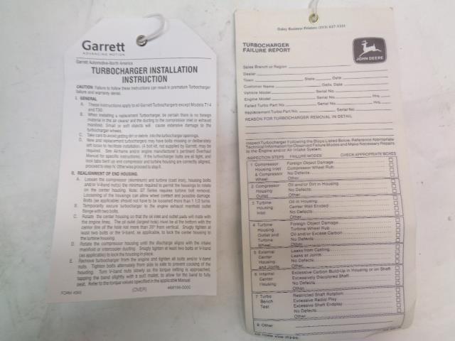 JOHN DEERE RE19778 TURBOCHARGER FOR JOHN DEERE ENGINES NEW E2