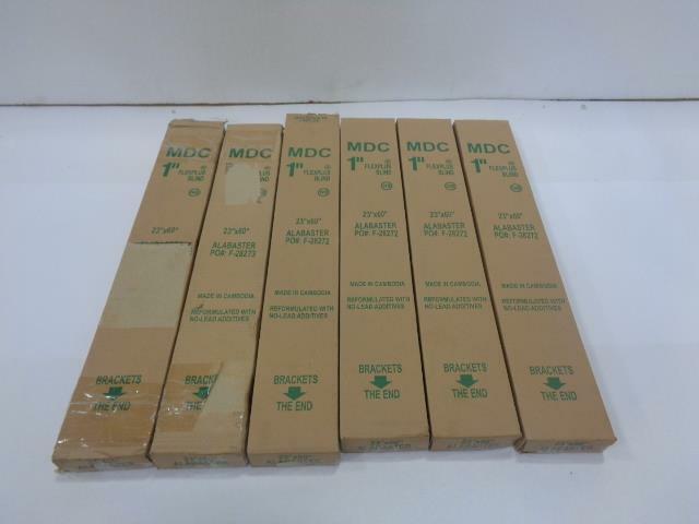 6 NEW MDC 1 IN FLEXPLUS BLIND 23" X 60" ALABASTER BLINDS F-28272 SR