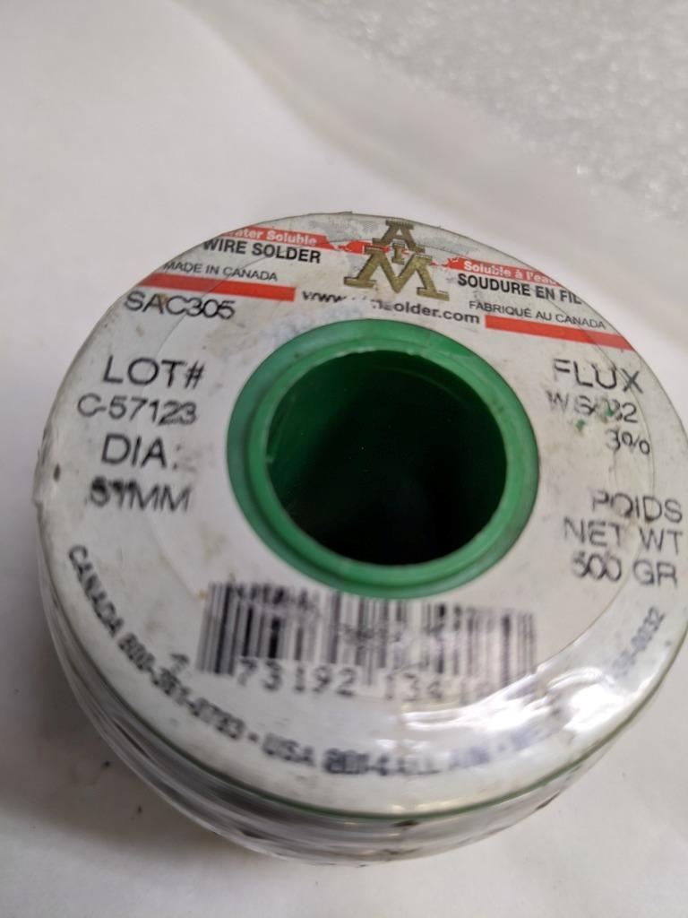 AIM SOLDER SAC305 3% 1LB SOLDER WIRE/ WATER SOLUBLE/LEAD FREE/1LB SPOOL NEW R5