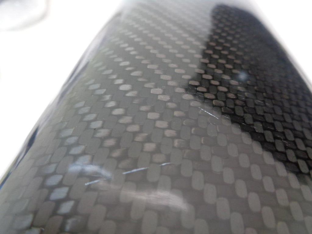 *SCRATCHED 18.5" TRIANGLE CARBON FIBER MOTORCYCLE EXHAUST SLIP ON COVER R16