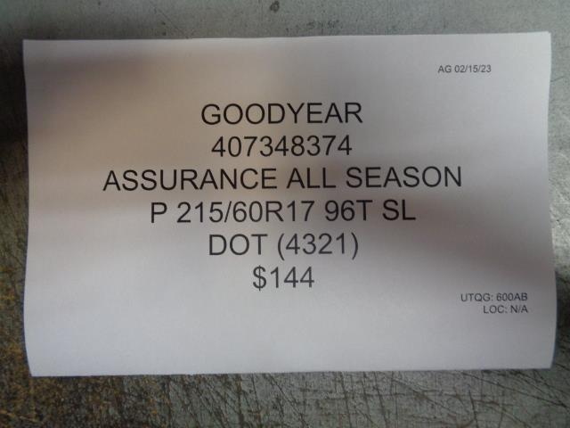 2 GOODYEAR ASSURANCE ALL SEASON P 215 60 17 96T SL 407348374 TIRE BQ2