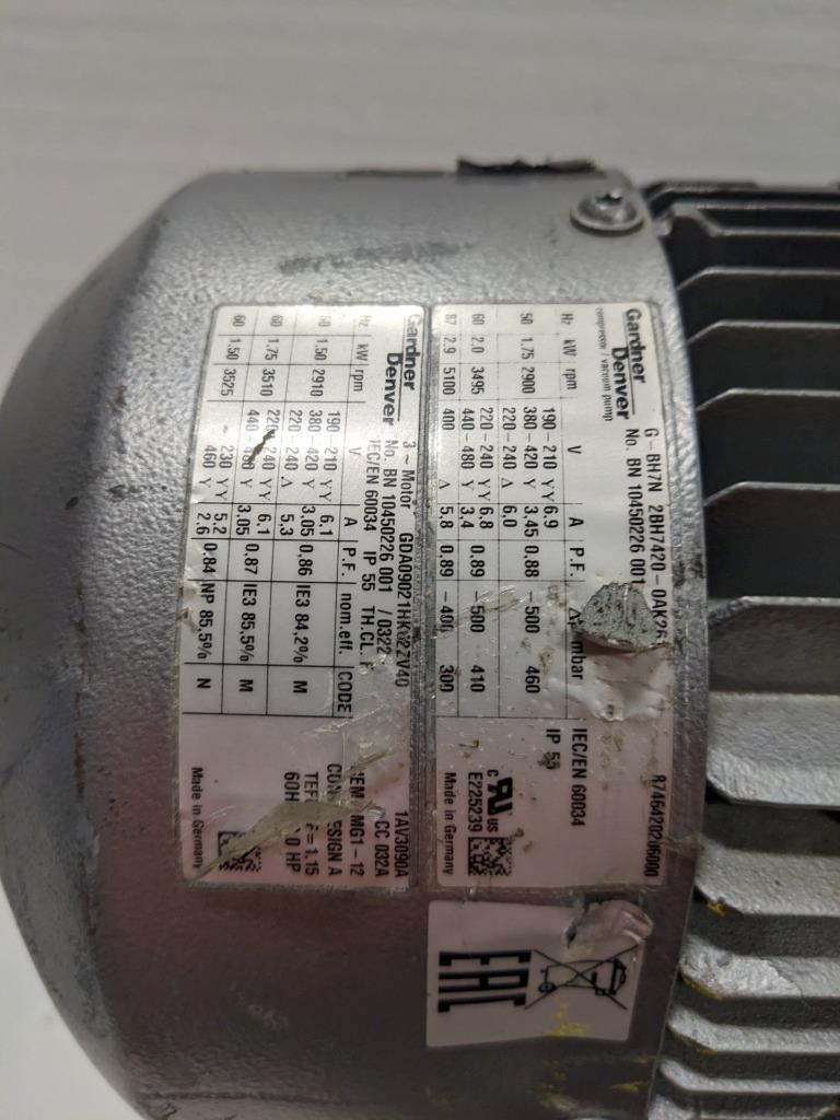 GARDNER DENVER SIDE CHANNEL BLOWER AND VACUUM PUMP 2BH74200AK261 NEW BSRG5