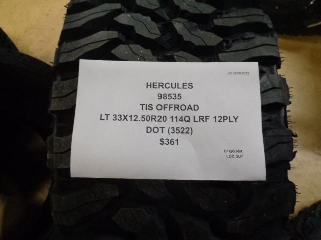 1 HERCULES TIS OFFROAD LT 33 12.5 22 114Q LRF 12PLY TIRE 98535 BQ1 SU7
