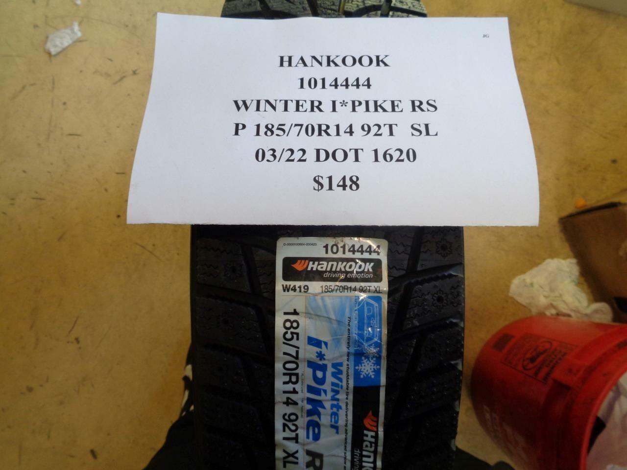 1 NEW TIRE HANKOOK WINTER I PIKE RS P 185 70 14 92T SL 1014444