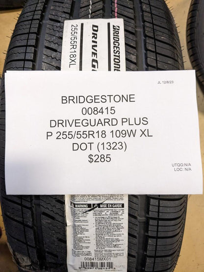 BRIDGESTONE DRIVEGUARD PLUS P 255 55 18 109W XL TOURING TIRE 008415 CQ2
