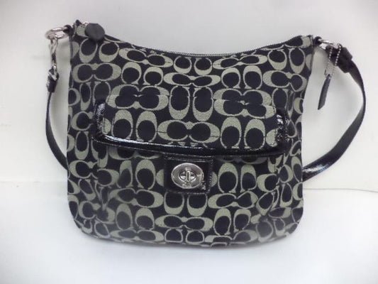 NWT COACH PENELOPE SIGNATURE SATEEN CONVERT KHAKI/BLACK F19232 GENUINE SR