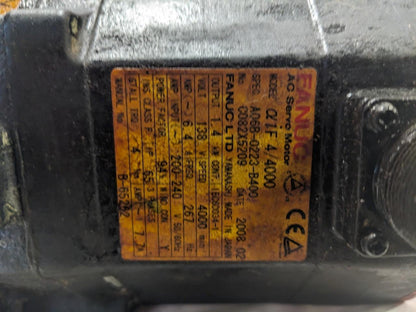 Fanuc αiF 4/4000 AC Servo Motor A06B-0223-B400 4000 RPM 138V 6.4A 267Hz BSRG6