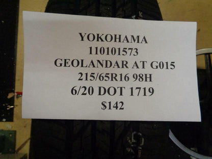 1 NEW YOKOHAMA GEOLANDAR AT G015 215 65 16 98H ALL TERRAIN TIRES 110101573 Q1