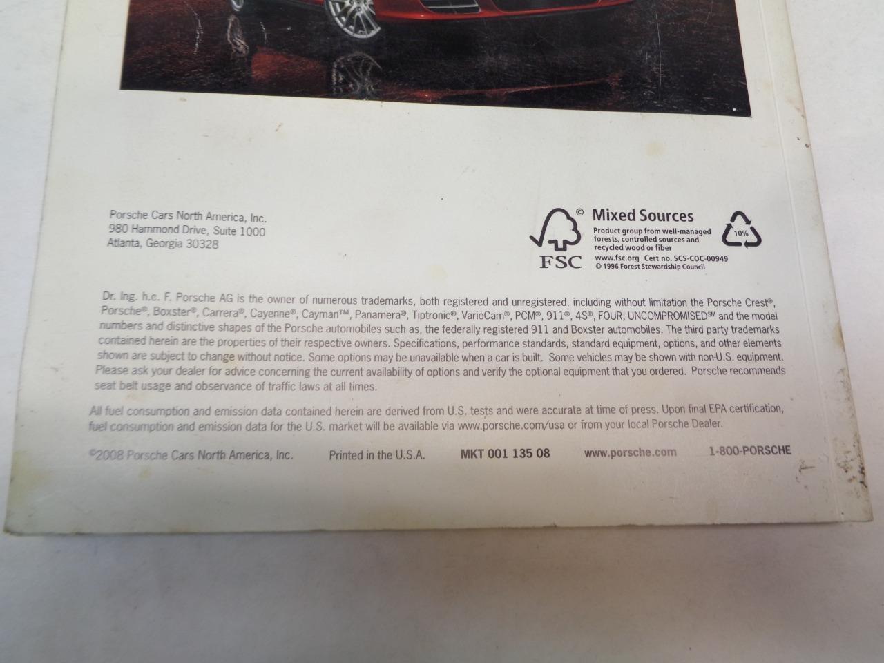 USED PORSCHE PAPERBACK BROCHURE "THE NEW 911" 2008 MKT 001 135 08 R25