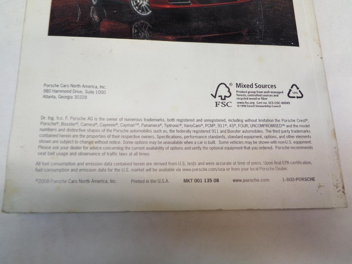 USED PORSCHE PAPERBACK BROCHURE "THE NEW 911" 2008 MKT 001 135 08 R25