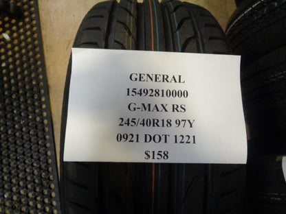 1 NEW GENERAL G MAX RS 245 40 18 97Y  TIRES 15492810000 CQ2