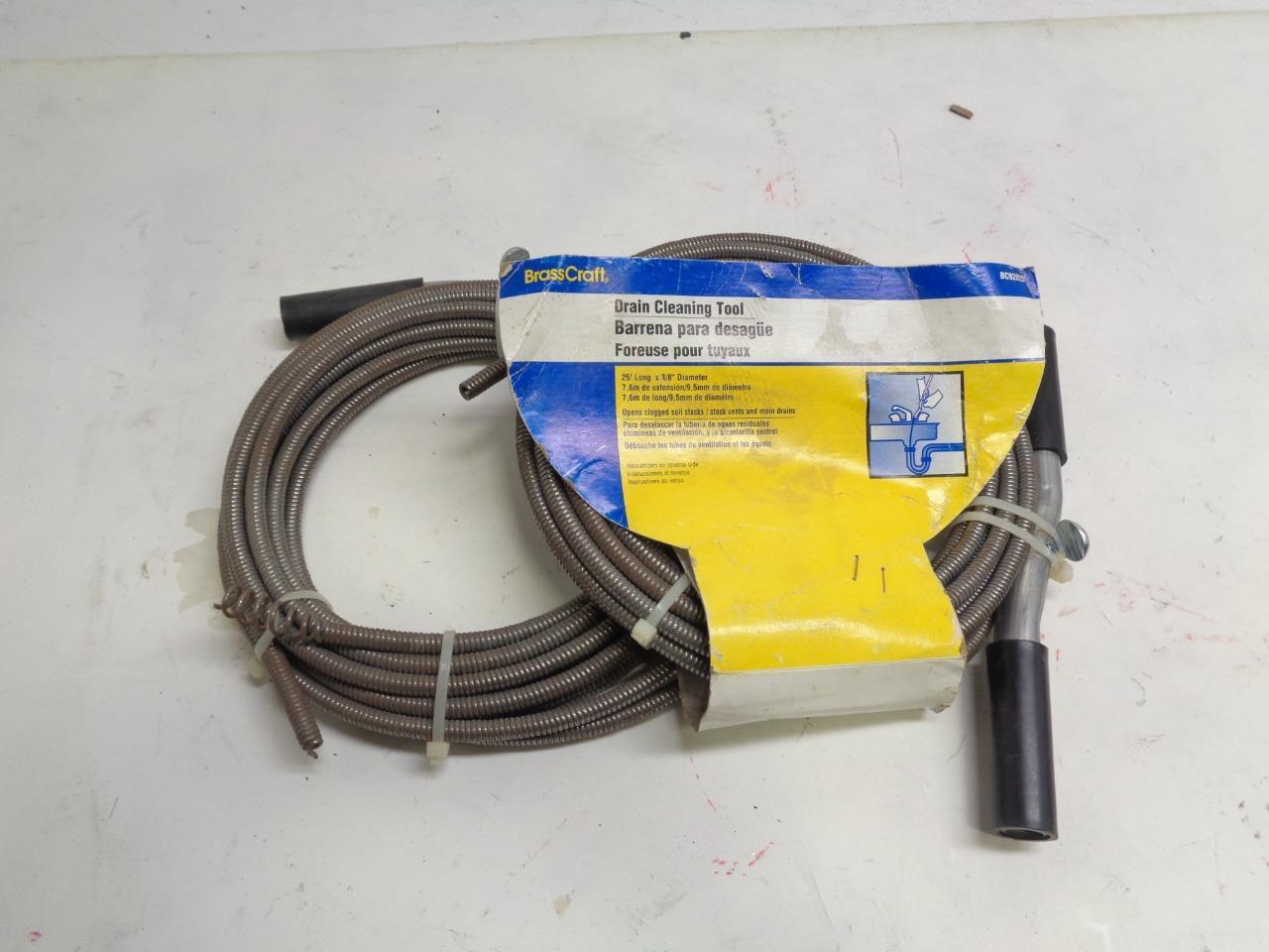 2 PACK NEW BRASSCRAFT SINK/BATH DRAIN CLEANING TOOL 25ft LONG 3/8" DIAMETER R22
