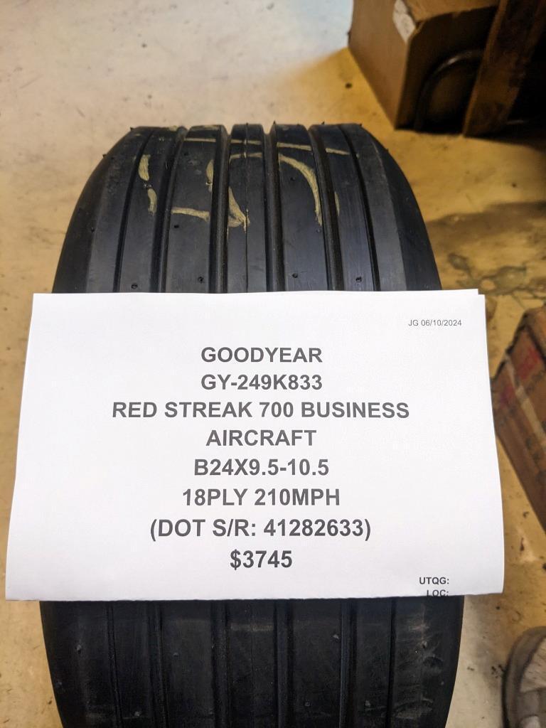 GOODYEAR RED STREAK 700 BUISNESS AIRCRAFT B24 9.5 10.5 18PLY 210MPH 249K833