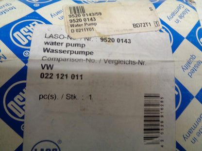NEW LASO WATER PUMP FOR VOLKSWAGEN/AUDI 022 121 011 9520 0143 R12TB