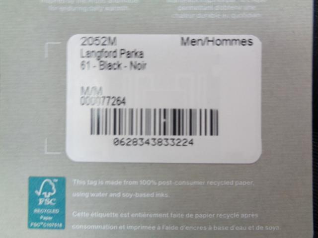 CANADA GOOSE MENS LANGFORD PARKA BLACK M/M 2052M NEW SR