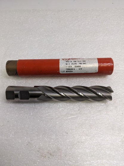 BRUBAKER TOOL 85468 END MILL M42 4-FLUTE T350G28-4 1" DIA. 0.150 RAD. NEW R22T5