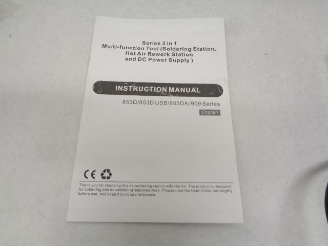 853D 3-IN-1 MULTI-FUNCTION SOLDERING IRON HOT AIR GUN AND DC SUPPLY R29