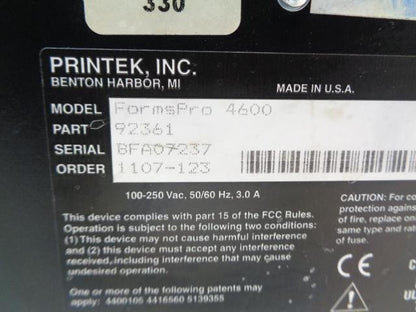 NEW PRINTEK FORMSPRO 4600 SERIES DOT MATRIX PRINTER R32