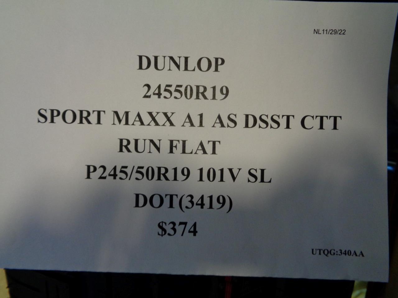 1 DUNLOP SPORT MAXX A1 AS DSST CTT RUN FLAT P 245 50 19 101V SL TIRE 24550R19