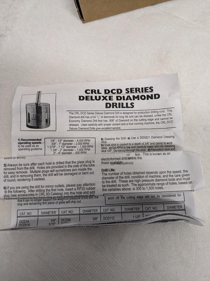 CRL DCD14 378438 1/4" DCD SERIES FLAT ELECTRO-FORMED DIAMOND DRILL NEW D0