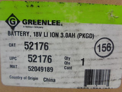 NEW GREENLEE MAKITA 52176 18V 3.0 AH LI-ION BATTERY R22T1