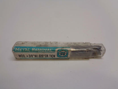 METAL REMOVAL CARBIDE END MILL 3/8"W/.020"CR TICN 3/8X7/8X2-1/2 305639 USA EMCBS