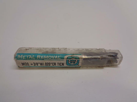 METAL REMOVAL CARBIDE END MILL 3/8"W/.020"CR TICN 3/8X7/8X2-1/2 305639 USA EMCBS