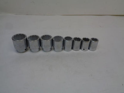 STANLEY PROTO 8 PIECE SOCKET SET 12PT. 3/4 IN DRIVE 1-5/8 IN. - 15/16 IN. R22T5