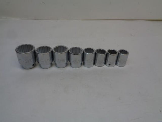 STANLEY PROTO 8 PIECE SOCKET SET 12PT. 3/4 IN DRIVE 1-5/8 IN. - 15/16 IN. R22T5