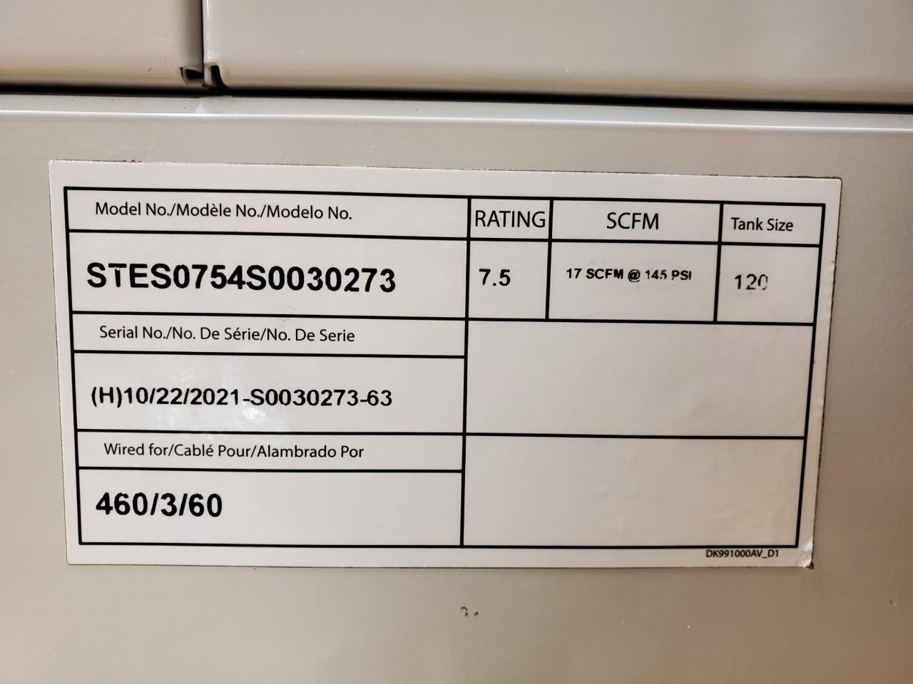 Powerex Whisper Air STES0754 Oil Less Scroll Air Compressor Drier 23scfm 120G