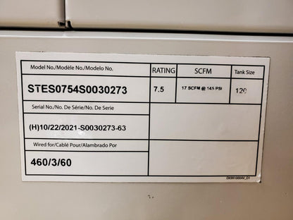 Powerex Whisper Air STES0754 Oil Less Scroll Air Compressor Drier 23scfm 120G