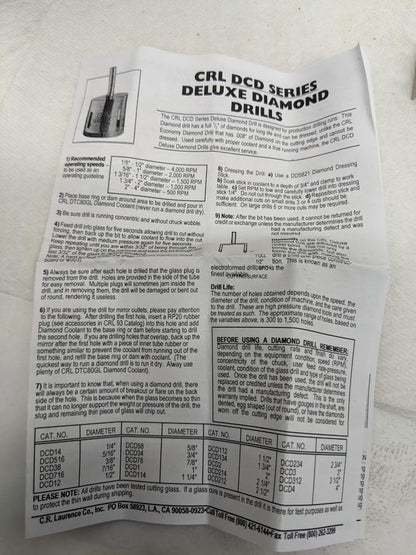 CRL DCD516 378438 5/16" DCD SERIES FLAT ELECTRO-FORMED DIAMOND DRILL NEW D0