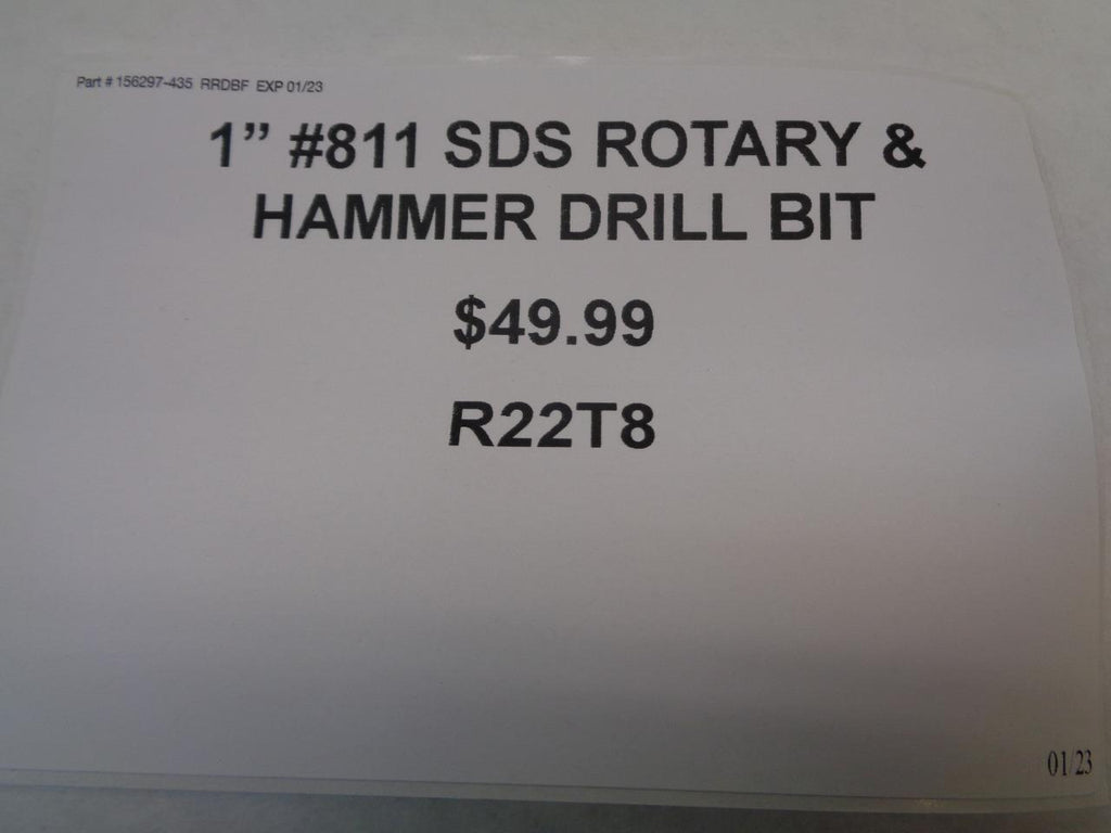 UNBRANDED 1" #811 SDS ROTARY & HAMMER DRILL BIT R22T8