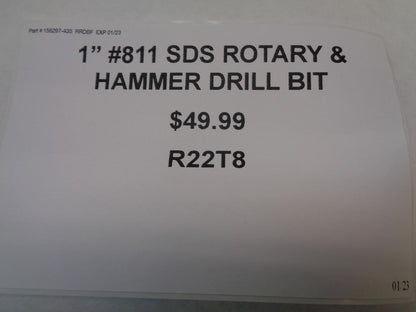 UNBRANDED 1" #811 SDS ROTARY & HAMMER DRILL BIT R22T8
