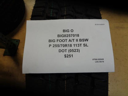 BIG O BIG FOOT A/T II P 255 70 18 113T SL TIRE BIGII257018 BQ3 SU16