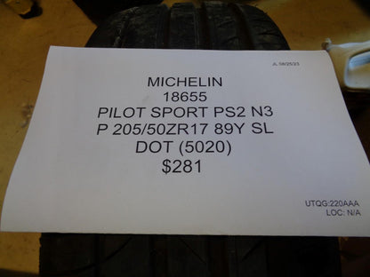MICHELIN PILOT SPORT PS2 N3 (PORSCHE) P 205 50 17 89Y SL TIRE 18655 BQ4