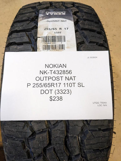 NOKIAN OUTPOST NAT P 255 65 17 110T SL TIRE T432856 CQ2