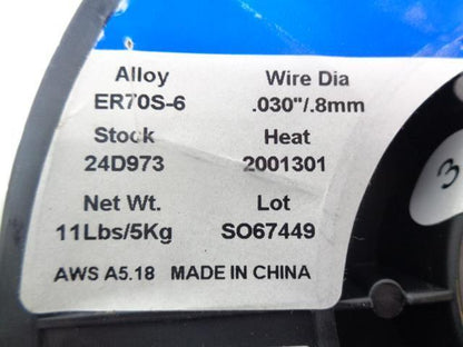 2 WESTWARD 24D973 WELDING WIRE CARBON STEEL ER70S-6 0.03" DIA 11LBS NEW R14