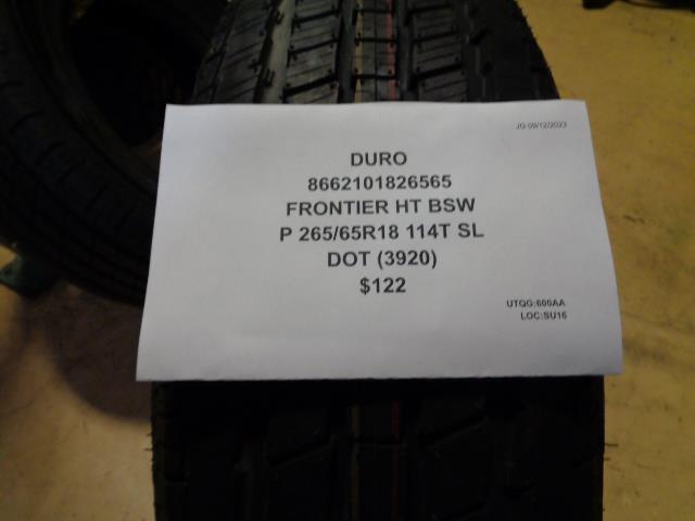 DURO FRONTIER HT BSW P 265 65 18 114T SL TIRE 8662101826565 BQ4
