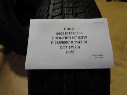 DURO FRONTIER HT BSW P 265 65 18 114T SL TIRE 8662101826565 BQ4