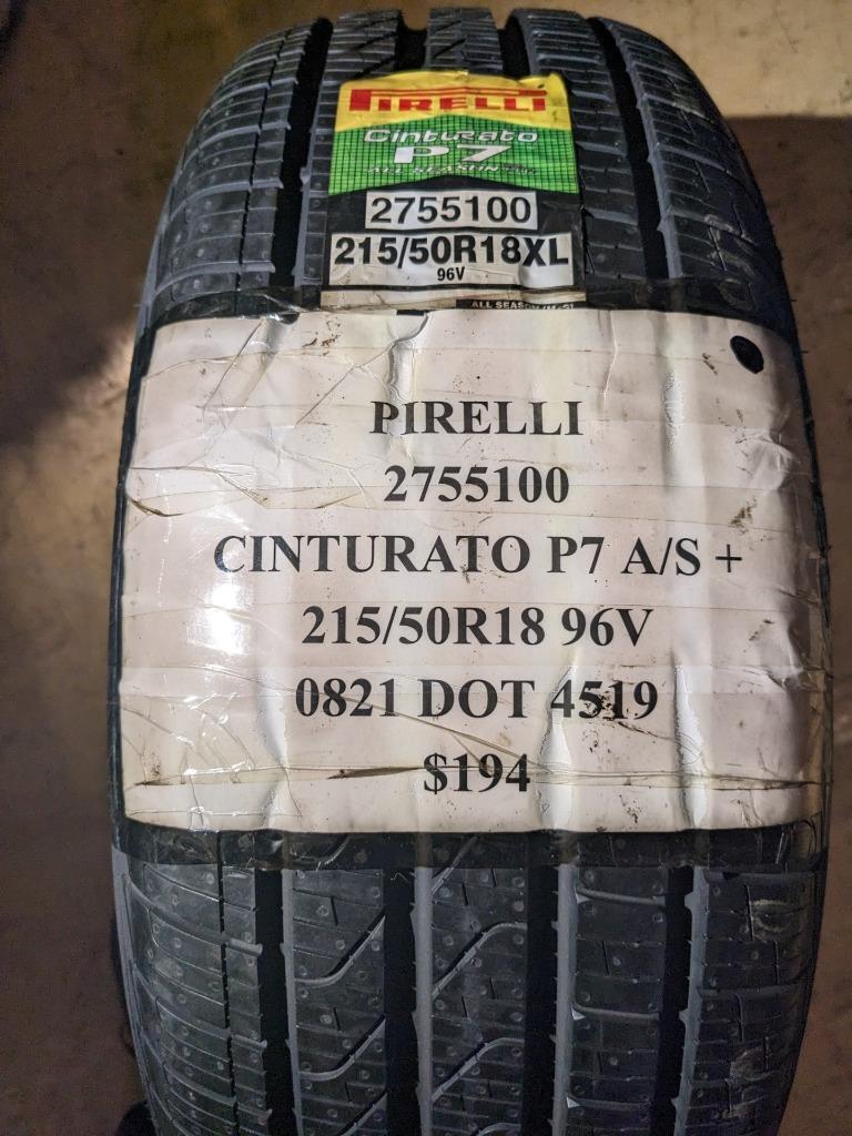NOS PIRELLI CINTURATO P7 A/S + P 215 50 18 96V XL TIRE 2755100 CQ2