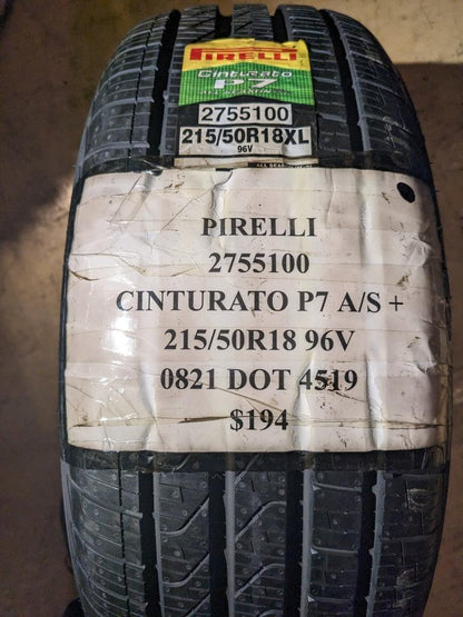 NOS PIRELLI CINTURATO P7 A/S + P 215 50 18 96V XL TIRE 2755100 CQ2