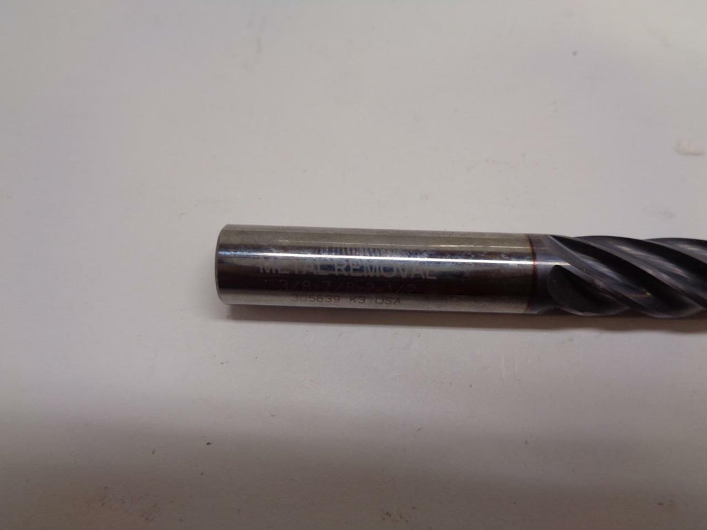 METAL REMOVAL CARBIDE END MILL 3/8"W/.020"CR TICN 3/8X7/8X2-1/2 305639 USA EMCBS
