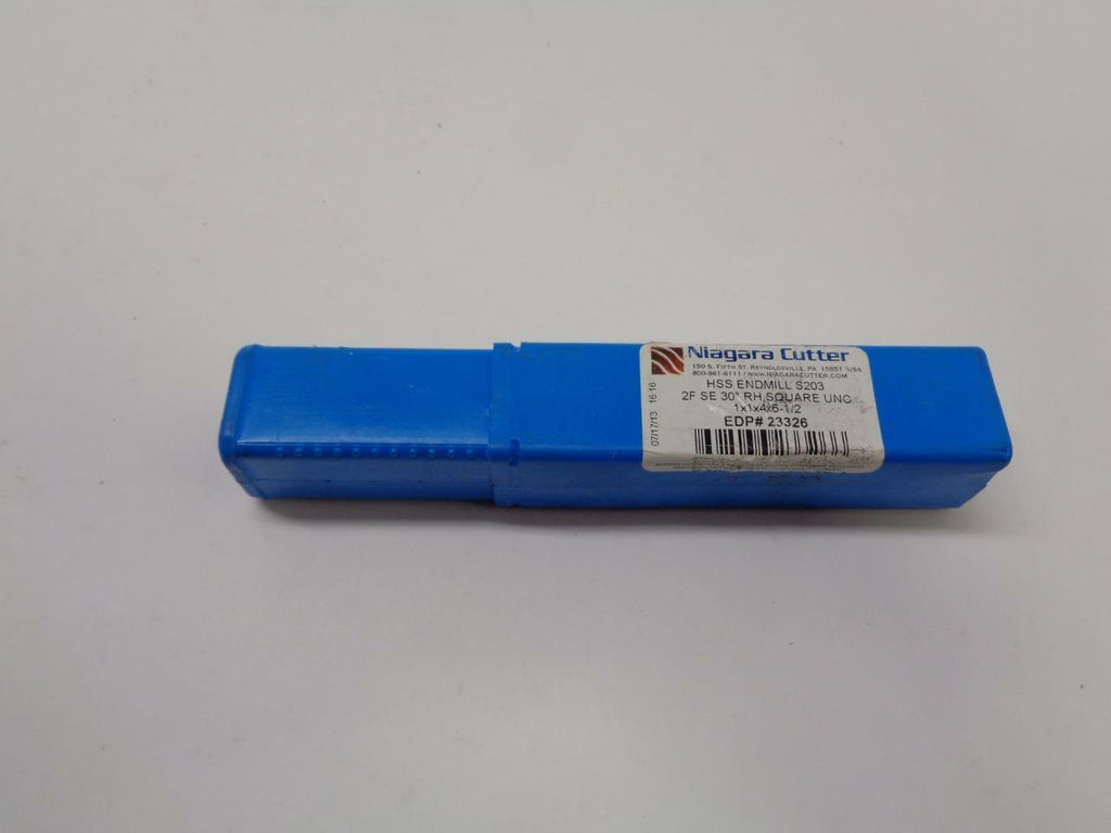NIAGARA CUTTER HSS ENDMILL S203 2 FLUTE RH SQUARE UNC 1X1X4X6-1/2 23326 EMCBS