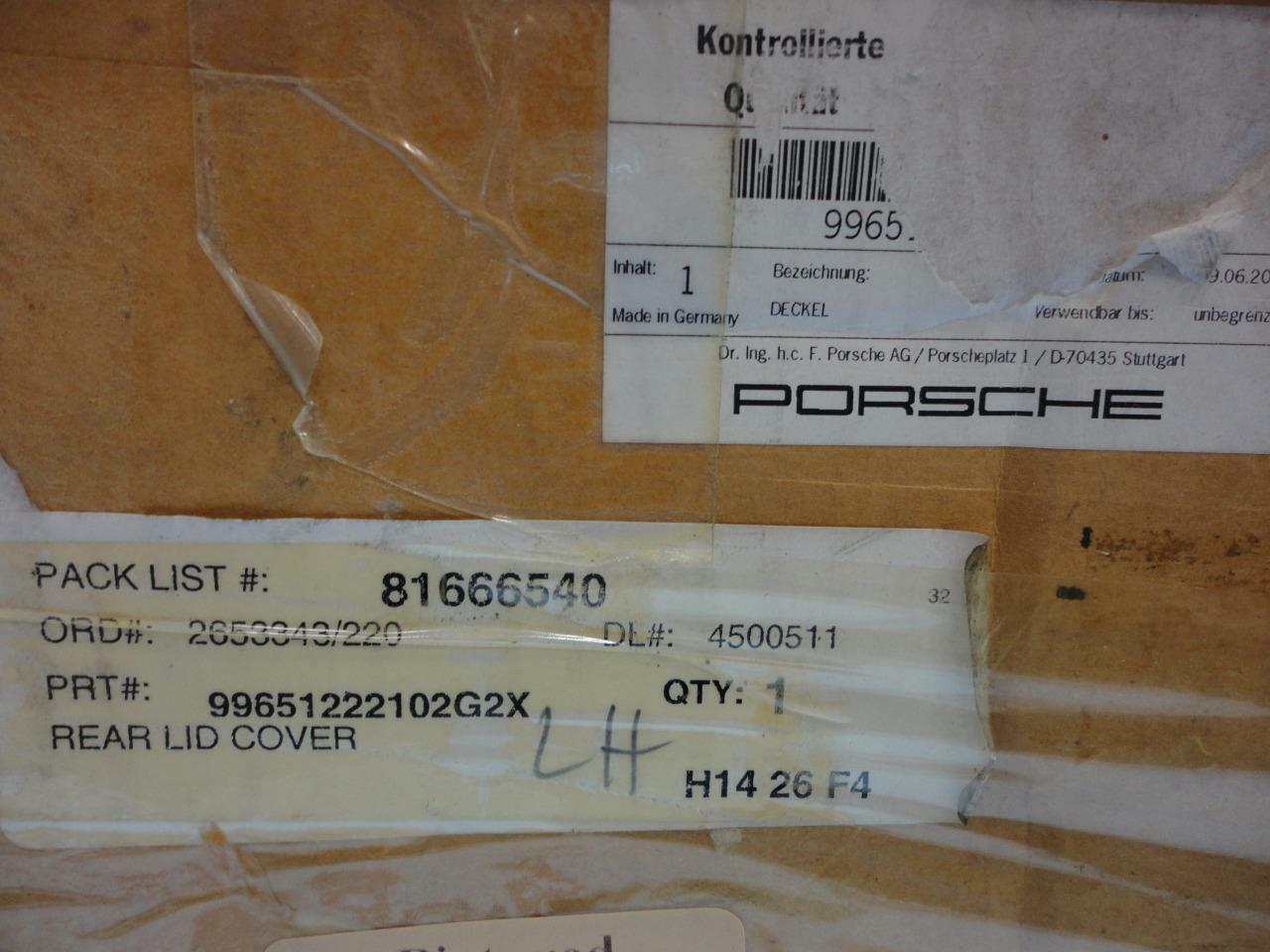 Porsche 911 996 C4S Convertible 98-05 Rear Deck Lid 996 512 221 02 NEW GENUINE